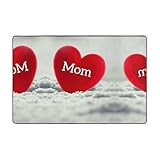 Tela de franela de felpa: hecha de tela de franela superior, esta alfombra y alfombra para el día de la madre con corazón rojo ofrece un tacto lujoso y suave, creando un ambiente acogedor en cualquier habitación.