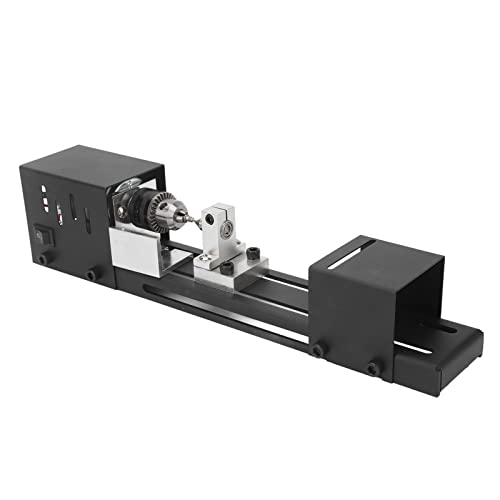 Fockety Mini Torno de Madera, Torno de Madera Ajustable de 7 Velocidades, Herramienta de Torno de Metal de 8000RPM para Cuentas, Joyería, Artesanías, para Hoja de Sierra de 50mm/1.97in