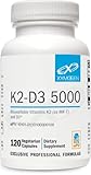 XYMOGEN K2-D3 5000 - Vitamin D3 K2 - Bioavailable Vitamin D 5000 IU (Cholecalciferol) with MK-7 - Heart, Arterial, Bone Health + Immune Support Supplement (120 Capsules)