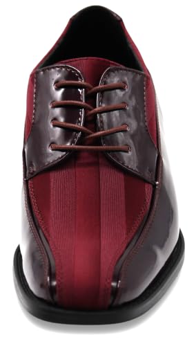 Image of BMY Men's Striped Satin Matching Patent Upper Oxfords Formal Dress Shoes
