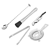 MAGICLULU Mortero para Cócteles Pinzas De Hielo Inoxidable Cuchara Mezcladora Colador De Bebidas Accesorio De Barra