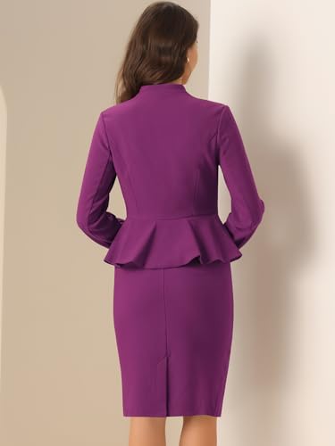 Allegra K 2 Piece Skirt Sets for Women Long Sleeve Blazer and Pencil Skirt Business Suits3