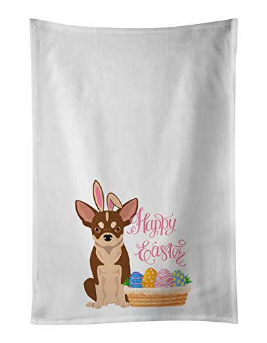 Caroline's Treasures WDK4985WTKT Red and White Chihuahua Easter White Kitchen Towel Set of 2 Dish Towels Decorative Bathroom Hand Towel for Hand, Face, Hair, Yoga, Tea, Dishcloth, 19 X 25, White