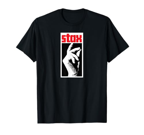 Stax Records T-Shirt Classic Lightweight Noir Uni Coupe Classique Manche Courte Col En Forme De Trou De Serrure Agrafe Small Unisex Adulte Fans De Musique