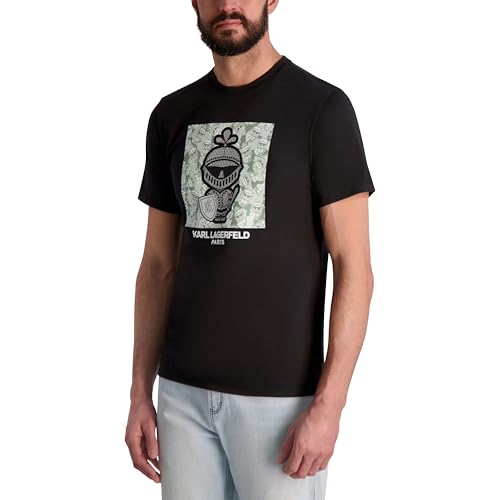 KARL LAGERFELD Men's Short Sleeve Karl Knight Crewneck Graphic Design T-Shirt3