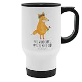 Mr. & Mrs. Panda Edelstahl Thermobecher Fuchs Blumenliebe - Geschenk, Blumenkranz, Thermotasse, Freude, Isolierbecher, To Go Becher, Liebesbeweis, Kaffeebecher
