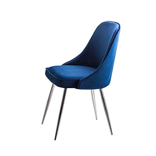SJIALEN 1/2/4pcs Kitchen Dining Chairs,for Office Lounge Dining Kitchen Bedroom with Backrest Soft Cushion Velvet Reception Chair Kitchen Chair (Color : Blue, Size : 1 pc)