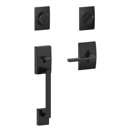 Schlage F60 CEN 622 LAT CEN Century Front Entry Handleset with Latitude Lever, Deadbolt Keyed 1 Side, Matte Black