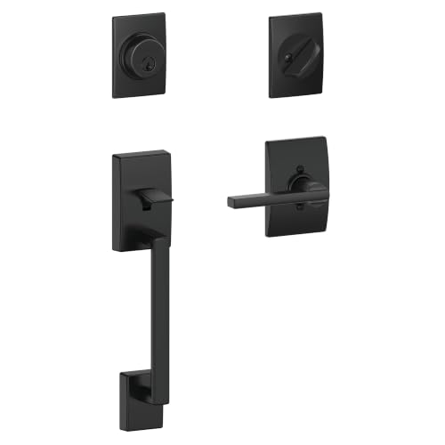 Image of SCHLAGE Century Front Door Entry Handleset, Latitude Lever, Matte Black
