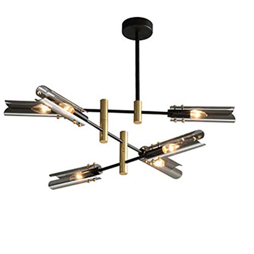 LYDIAMOON Modern Glass Chandelier Lamp Branch Chandelier Gloss LED Lighting Living Room Home Decoration,soot,6head