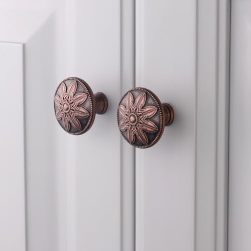 Image of Antique Copper Cabinet Knobs 15 Pack Vintage Drawer Knobs,1.4 inch Round Cpper Kitchen Cabinet Hardware Knobs Drawer Pulls Handles for Kitchen Cabinets Rustic Farmhouse Dresser Knobs