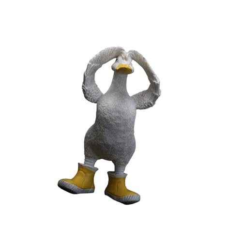 Anatra in resina artigianale con stivali da pioggia statua cartone animato divertente animale figurina scultura per esterni e interni decorazione giardino anatra ornamento