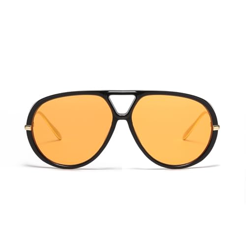 LJCZKA Oversized Pilot Sunglasses for Women Men Trendy Large Double Bridge Shield Sun Glasses Fashion 70s Big Shades4