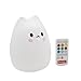 MOKOQI Timer Soft Silicone Night Light Rechargeable+Remote Control Nursery Colored Christmas Night Lamp Gifts for Baby Children Girls Bedroom Table Light BPA-Free(Remote Control Soft Cat)