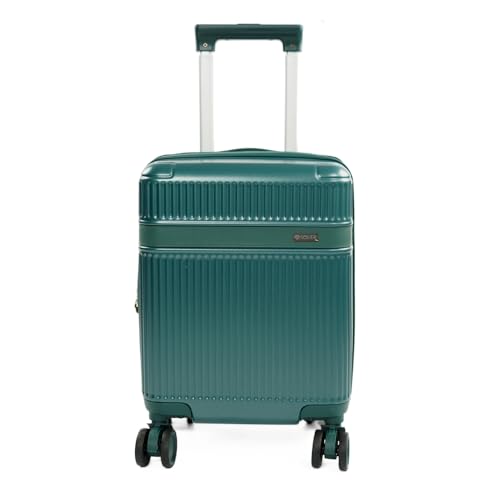 Solier Handgepäckkoffer Hartschale – Kabinenkoffer für Flugzeug mit 4 Rollen, Zahlenschloss und Teleskopgriff – Hardcase Trolley (flaschengrün, 16' XS)