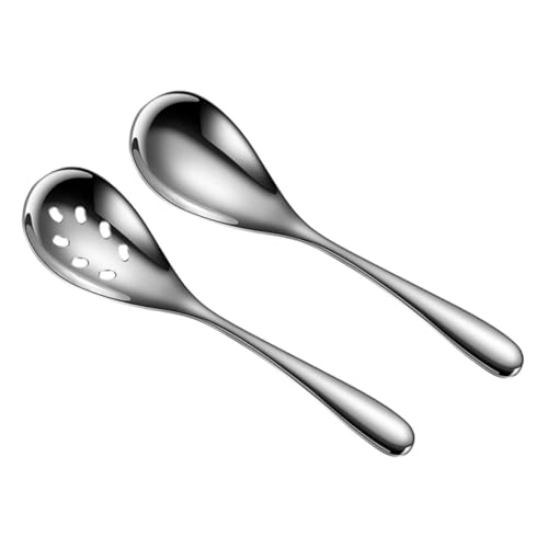 OFFSCH Serving Spoons Set Portable Slotted Utensils Kitchen Serving Spoons Reusable Stainless Steel