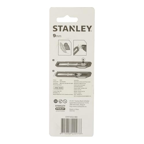STANLEY STHT10322-800 9mm Plastic Slide Lock Snap Off Knife (Black)