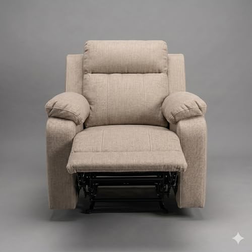 Image of Amazon Brand - Solimo Elira | Single Seater Sofa Recliner | Manual Recliner (Velvet Beige)