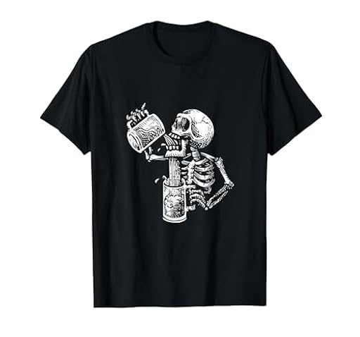 Divertido Disfraz de Calavera con Dibujo de Cerveza para Camiseta, Hombre, Negro, XL | Ya disponible en tu tienda friki favorita! En mundofriki.es!