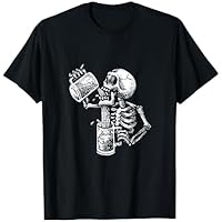 Divertido Disfraz de Calavera con Dibujo de Cerveza para