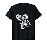 Divertido Disfraz de Calavera con Dibujo de Cerveza para Camiseta, Hombre, Negro, XL