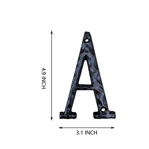 5 Inch High House Letters, Solid Cast Iron Home Address Letters, Perfect Matching Our 5.5 Inch House Numbers , Black Finished (Letter A) #TOP1