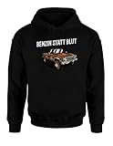 tshirtladen Werkstatt Benzin statt Blut Hoodie Sweater Schrauber und Tuner Statement für die Werkstatt, Farbe: Schwarz, Größe: Medium
