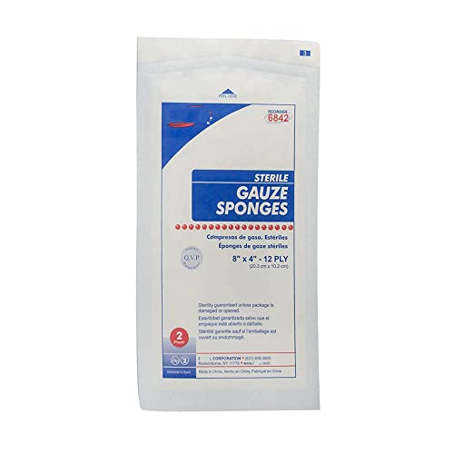 SurgiMac Esponja de Gasa, Algodón, 12 Capas, Rectángulo 4 x 8 pulgadas, Estéril miniatura 3