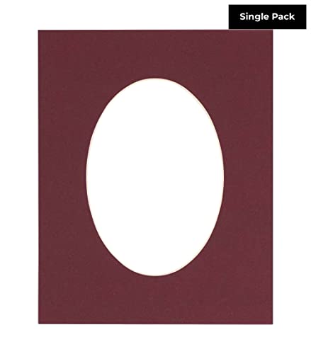CountryArtHouse Maroon Acid Free 18x24 Oval Picture Frame Mat with White Core Bevel Cut for 13x19 Pictures - Fits 18x24 Frame - Pack of 1 Matboard Show Kit with Acid Free Backing & Clear Bag