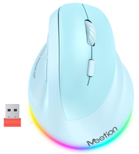 MEETION Ergonomic Wireless Vertical Mouse, Rechargeable, Blue