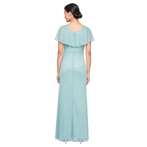 Image of S.L. Fashions Women's Glitter Mesh Stretch Dress W /Shoulder Embellishment Formal Long Gown, (Petite and Regular Sizes)