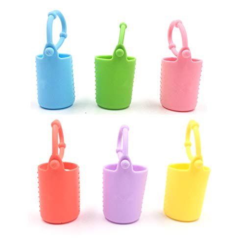 6pcs 5ml 10ml 15ml Silicone Roller Bottle Holder Sleeve,Essential Oil Carrying Case Colorful Travel Protective Cover with Hanging Rope Essential Oil Holder Accessories (10ml(1/3oz))