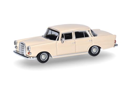 Herpa Modellauto Mercedes-Benz 200 Heckflosse, Miniatur im Maßstab 1:87, Sammlerstück, Made in Germany, Modell aus Kunststoff, Creme