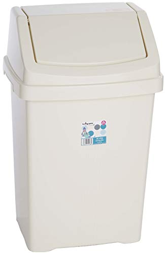 50L Plastic Swing Bin Kitchen Office Waste Rubbish Dustbin - CREAM