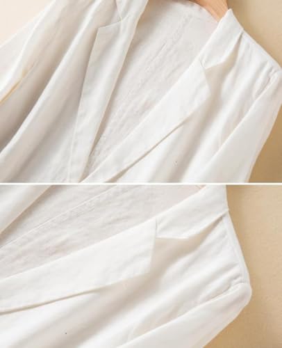 Women's Linen Blazer Long Sleeves Lightweight Jackets Button Lapel 2025 Casual Slim Spring Summer Suit3