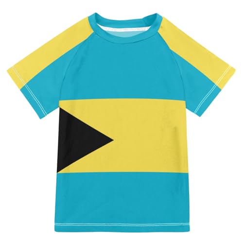 Aflyko Patriot Kid Rashguard Shirt Bahamas Flag Boys Girls Swimsuit Top