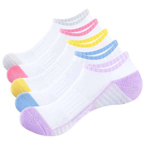 Womens Ankle Socks For Women, Cushioned Running Socks Breathable Wicking Low Cut Athletic Socks, 5 Pairs