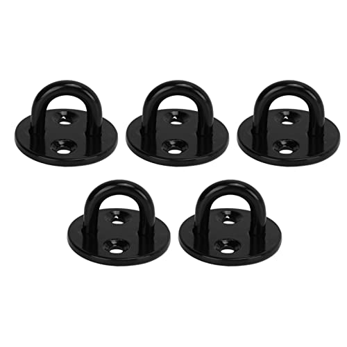 5 Piezas Placa Ojal De Acero Inoxidable Ganchos De Fijación Para Sillas Colgantes, Toldos Y Mucho Más, Ganchos De Anillo Para Montaje En Pared Negros Engrosados 5 Mm