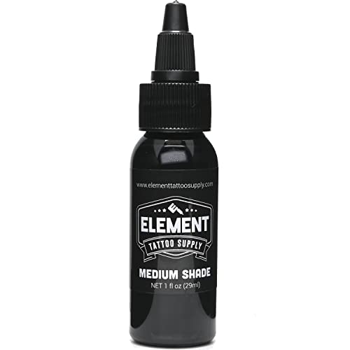 Element Tattoo Supply Greywash Tattoo Ink Color for Professional Tattooing on Human Skin Solid Medium Pigment for Smooth Shading Body Art Bottle Supply for Artists Grey Wash 1oz Bottle