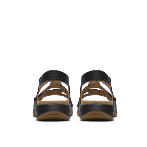 Clarks Clarks Collection Women's Maelynn Paige Wedge Sandal, Black Leather, 8 Medium US