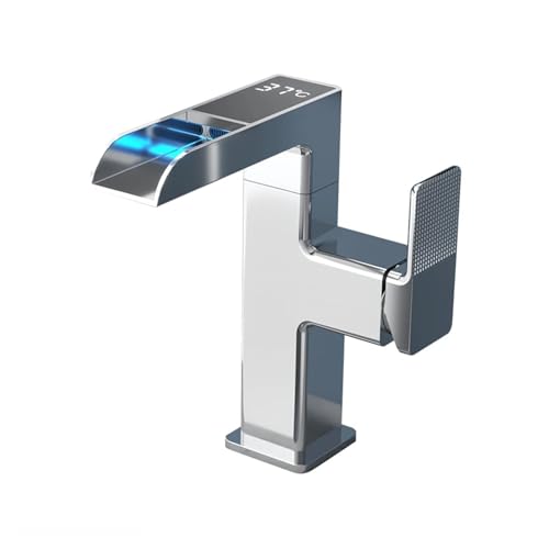 Grifo de lavabo cascada con luz LED y control de temperatura digital 2