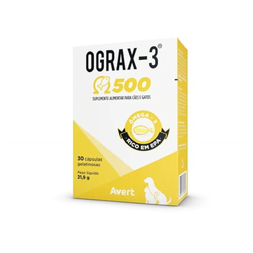 Combo 2x Ograx 500 Ômega-3 Para Cães e Gatos 30 Cápsulas Suplemento Avert