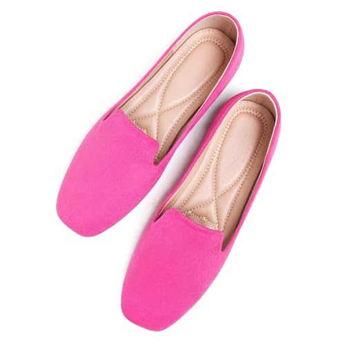 Image of ChaiRong Zhou Women Square Toe Ballets Flats Comfort Slip On Walking Shoes for Driving