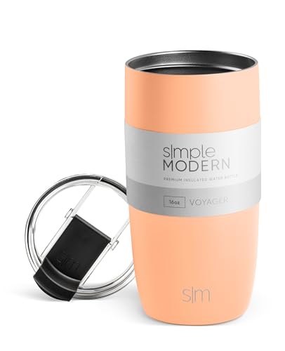 Simple Modern Travel Coffee Mug Tumbler with Flip Lid | Reusable Insulated Stainless Steel Cold Brew Iced Coffee Cup Thermos | Gifts for Women Men Him Her | Voyager Collection | 16oz | Bellini