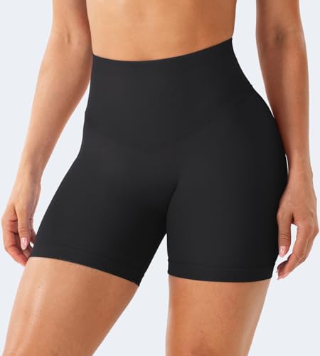 YEOREO Workout Shorts Womens Butt Lifting 4.5" Seamless Hidden Scrunch High Waist Gym Tummy Control Christiy Biker Shorts2