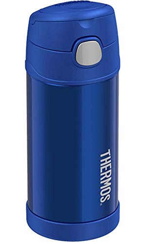 THERMOS FUNTAINER 12 Ounce Stainless Steel Vacuum Insulated Kids Straw Bottle, Blue