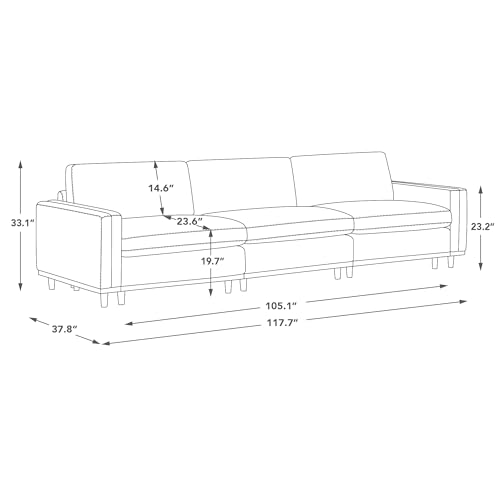 Image of CHITA 118 inch Super Large Sectional Modular Sofa, Down Filled, 3 Seat, Linen