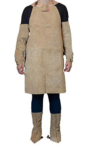 Safe Handler Welders Leather Protection Kit With 5 Piece Full Body Protection | Sturdy, Strong Overall Protection, Adjustable Straps, Grade A Split Leather, 36 Inch #TOP1