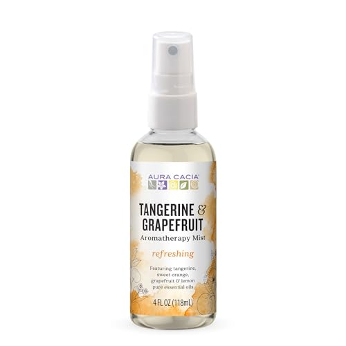 Aura Cacia Aromatherapy Mist, Tangerine and Grapefruit - Uplifting Body and Room Spray with Pure Essential Oils | 4 Fl Oz (Pack of 1)