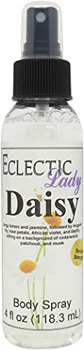 Eclectic Lady Daisy Body Spray, Double Strength, 4 ounces, Body Mist for Women with Clean, Light & Gentle Fragrance, Cologne with Soft, Subtle Aroma For Daily Use